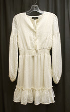 Load image into Gallery viewer, Lulus - Ivory - Polka Dot Chiffon, Long Sleeve Short Dress - Size XS