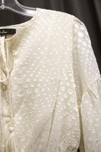 Load image into Gallery viewer, Lulus - Ivory - Polka Dot Chiffon, Long Sleeve Short Dress - Size XS