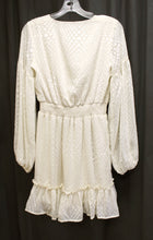 Load image into Gallery viewer, Lulus - Ivory - Polka Dot Chiffon, Long Sleeve Short Dress - Size XS