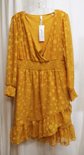 Load image into Gallery viewer, NY Collection - Polka Dot  Texture Chiffon, Cross Front Ruffle, Smocked Waist Dress - Size XL PETITE (w/ TAG)