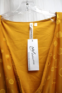 NY Collection - Polka Dot  Texture Chiffon, Cross Front Ruffle, Smocked Waist Dress - Size XL PETITE (w/ TAG)