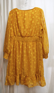 NY Collection - Polka Dot  Texture Chiffon, Cross Front Ruffle, Smocked Waist Dress - Size XL PETITE (w/ TAG)