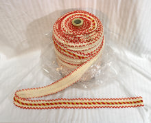 Load image into Gallery viewer, Large Spool of Vintage Soft Woven trim, Natural w/ Yellow &amp; Red- 1.5&quot; Wide