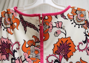 Chico's - 1/2 Sleeve Jersey Graphic Boho Paisley Floral Shift Dress - Size 1 (Chico's Sizing = M/8)