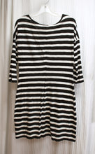 Load image into Gallery viewer, Express - Black &amp; White Stripes, Lightweight  3/4th Sleeve T-Shirt Dress - Size M