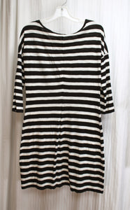 Express - Black & White Stripes, Lightweight  3/4th Sleeve T-Shirt Dress - Size M