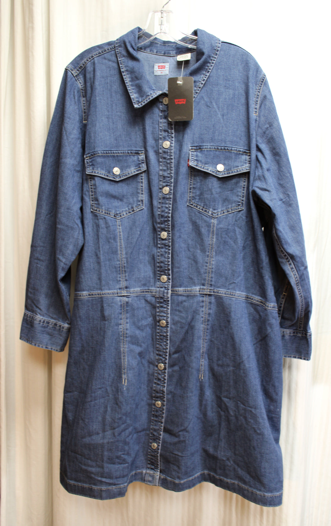 Levi's - Chambray Weight Denim, Long Sleeve Midi, Snap Front Shirt Dress - Size 3X (w/ Tag)