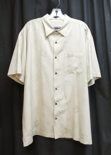 Firethorn - 100% Silk, Pineapple/ Tropical Weave Pattern  Hawaiian Shirt - Size XL