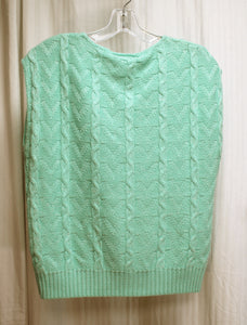 Vintage - T Top Express by Sweaters USA - Pastel Mint Green - Pullover Cable Knit Sweater Vest - Size M