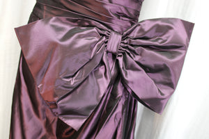 Vintage 1960's - Victoria Royal Ltd. Designed by Bill Haire - Purple Formal Dress w/ Hand Beaded Velvet Bodice & Side Bow - Size 4 (Vintage - see Measurements)