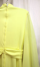 Load image into Gallery viewer, Vintage 70&#39;s - Handmade Yellow Maxi Gown w/ Chiffon Angel Sleeves &amp; Sheer Chest Panel w/ Beads &amp; Embellishments - Size S (approx, See Measurements)