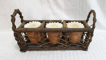 Load image into Gallery viewer, Sunburst Guild - Wicks, Wax &amp; Vines- Daisy Candles in Terra-cotta Pots in Wood Basket - Adorable Cottage Core Decor