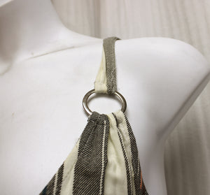 Sea New York - Bleach Denim Print Sleeveless Dress w/ Tie Belt & Pockets & Raw Edges - Size XS