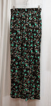 Load image into Gallery viewer, Vintage - Claire McCardell - Lightweight &amp; Flowy Black w/ Blue &amp; Green Floral Elastic Waist Pants - Size 8