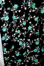 Load image into Gallery viewer, Vintage - Claire McCardell - Lightweight &amp; Flowy Black w/ Blue &amp; Green Floral Elastic Waist Pants - Size 8