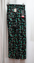 Load image into Gallery viewer, Vintage - Claire McCardell - Lightweight &amp; Flowy Black w/ Blue &amp; Green Floral Elastic Waist Pants - Size 8