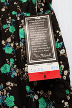 Load image into Gallery viewer, Vintage - Claire McCardell - Lightweight &amp; Flowy Black w/ Blue &amp; Green Floral Elastic Waist Pants - Size 8
