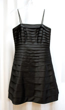 Load image into Gallery viewer, Cache - Black Satin Tiered Pleats Party / Cocktail Dress - Size 12 (w/ Tags)
