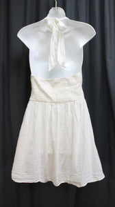 American Eagle - White Cotton Halter Mini Dress w/ Smocked Back & Cute Front Pockets - Size XS