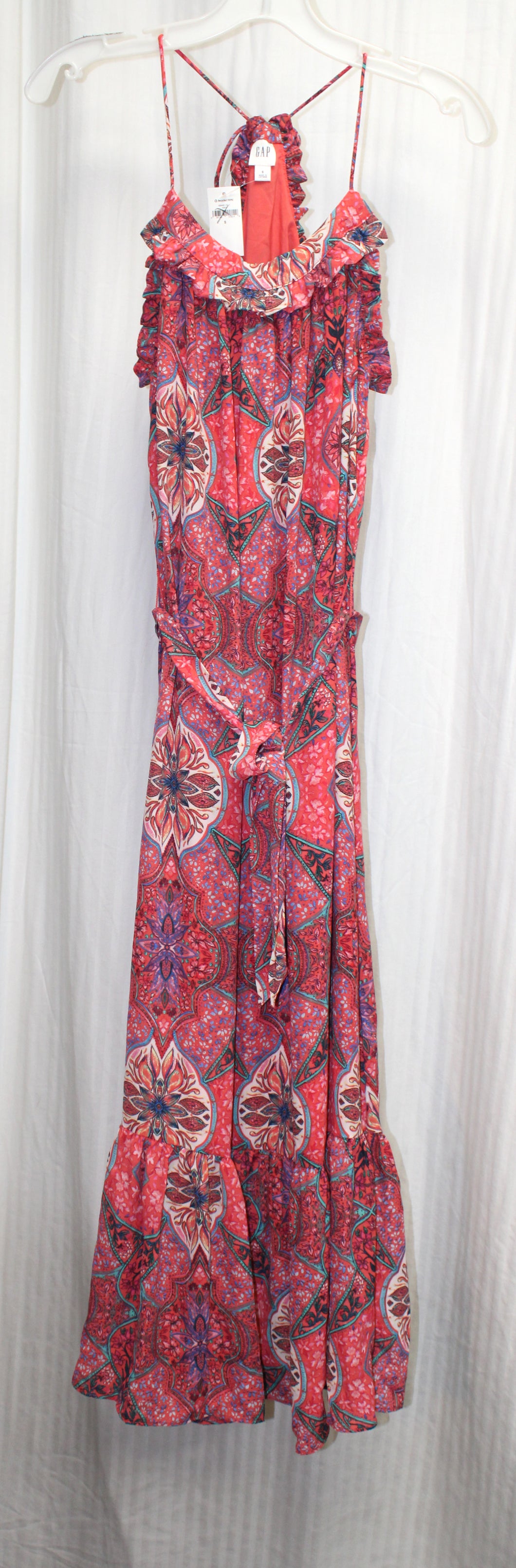 Gap - Paisley Print, Tie Back Adjustable Racerback, Ruffle & Flowy tie Belt Waist, Midi Dress - Size S (w/ Tag)
