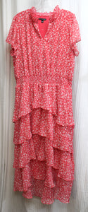 Sam and Jess - Red & white Floral Ruffle Tiered Maxi Dress - Size XL