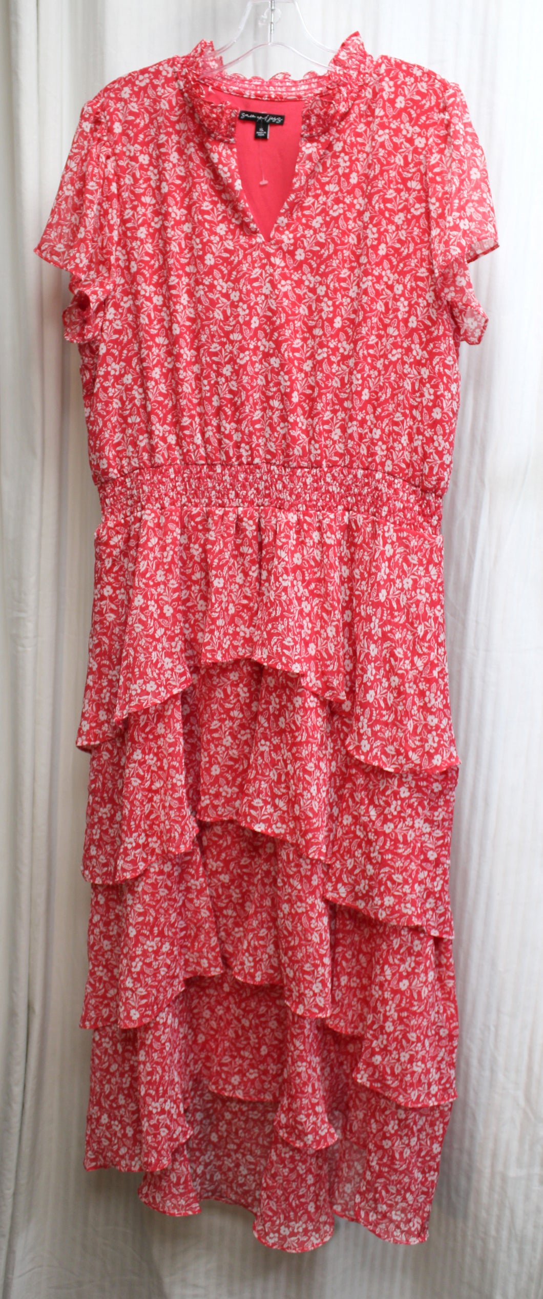 Sam and Jess - Red & white Floral Ruffle Tiered Maxi Dress - Size XL