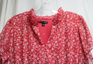 Sam and Jess - Red & white Floral Ruffle Tiered Maxi Dress - Size XL