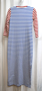 J. Crew - Red, White & Blue Stripe 3/4th Sleeve Lace Up Neckline Midi Dress - Size XXS