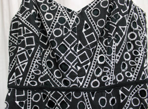 Banana Republic - Soft Black Embroidered Geometric Eyelet Fit & Flare Dress - Size 2 PETITE