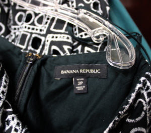 Banana Republic - Soft Black Embroidered Geometric Eyelet Fit & Flare Dress - Size 2 PETITE