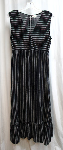World Market - Black & White Stripe - Sleeveless Cross Bodice Maxi Dress - Size L/XL