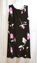Load image into Gallery viewer, Lauren Ralph Lauren - Black with White &amp; Pink Graphic Floral A-Line Trapeze Dress - Size 14w