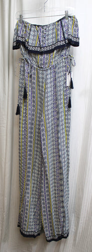 ASTR the Label - Strapless Ruffle Bodice, Side Tassel Drawstrings, Wide Leg Jumpsuit - Size S (w/ Tag)