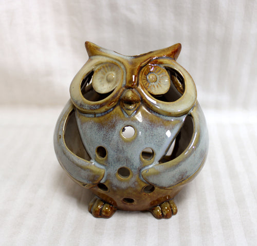 Glazed Ceramic Owl Tealight Candle Holder 5