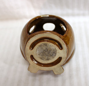 Glazed Ceramic Owl Tealight Candle Holder 5"