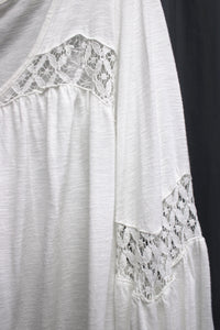 American Rag - White 3/4th Sleeve, Insert Lace Peasant Top - Size L