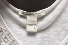 Load image into Gallery viewer, American Rag - White 3/4th Sleeve, Insert Lace Peasant Top - Size L