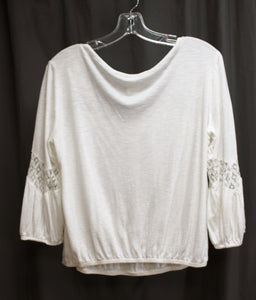 American Rag - White 3/4th Sleeve, Insert Lace Peasant Top - Size L