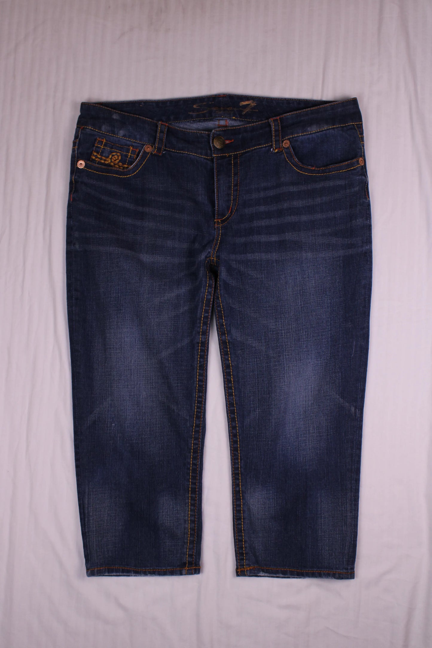 Seven7 -  Luxe Embroidered Denim Capris - Size 18