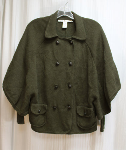 Diane Von Furstenberg - 100% Wool Green Cape Sleeve Knit Jacket - Size M