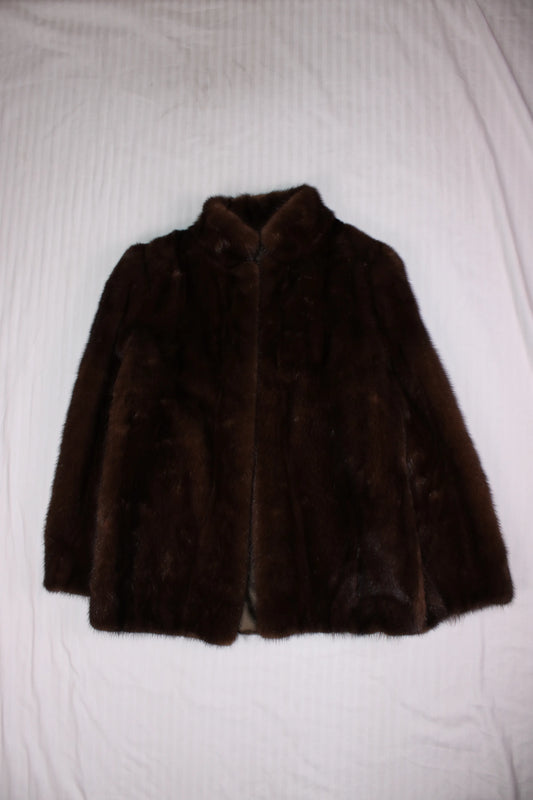 Brown Fur Coat - "FML" Embroidered inside - Unknown Fur type.