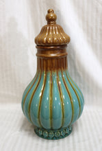 Load image into Gallery viewer, Vintage Mid Century  Teal &amp; Brown Glazed Ceramic Vase w/ Lid -16.5&quot; H
