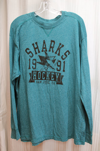 NHL - Teal Heathered - San Jose Sharks Hockey 1991 Long Sleeve T-Shirt - Size 2XL