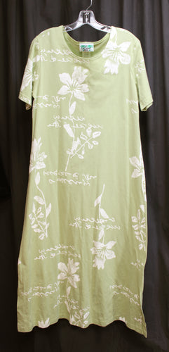 Vintage - Coconut Bay - Short Sleeve Botanical Print A-Line T Shirt Maxi Dress - Size M