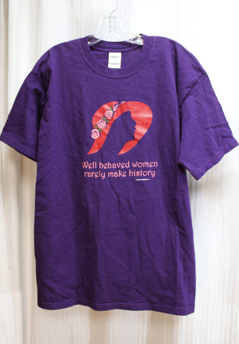 Vintage 2003 -Earth Sun Moon - Well Behaved Women Rarely Make History -  Purple  T Shirt - Size L