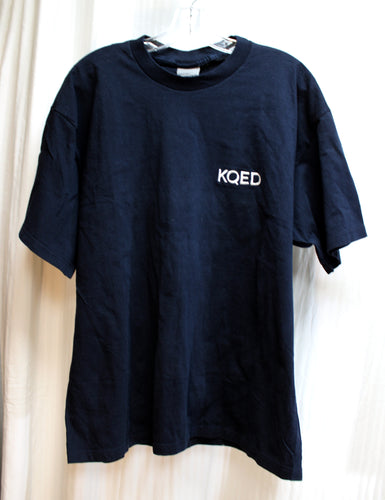 Vintage - KQED (San Francisco PBS Station) Embroidered Logo Navy  T-Shirt - Size XL