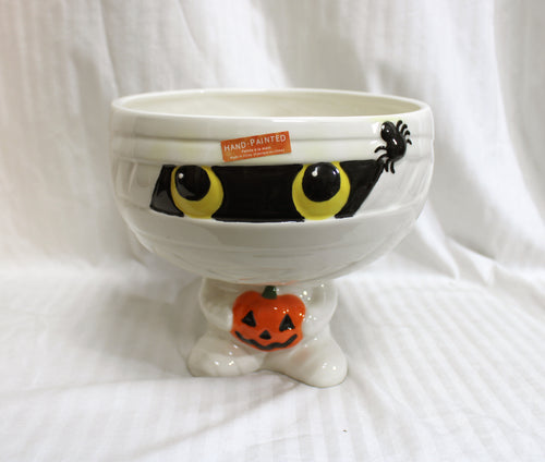 Hand-painted - Large Ceramic Halloween Mummy Bowl