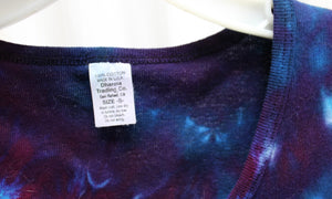 Dharma Trading  - Scarlet & Blue Tie Dye, Short Sleeve Henley Ribbed T-Shirt Mini Dress - Size S