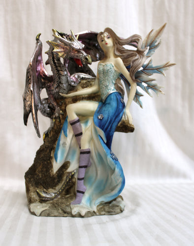 Ice Fairy & Dragon Fantasy Resin Statuette - 10