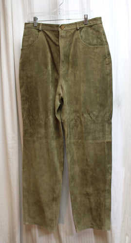 The Territory Ahead - Sage Green Suede Pants - Size 16